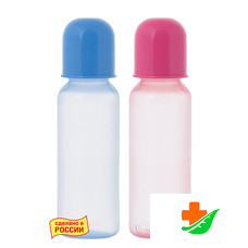 Бутылочка КУРНОСИКИ 11130 цветная с силиконовой соской 250мл, 0+