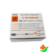 Шприц SFM инсулиновый U-100 трехкомпонентный 1мл с иглой 0,33х12,7-29G