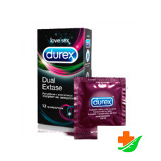 Презервативы DUREX Dual Extase рельефные с анестетиком №12