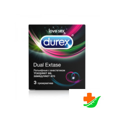 Презервативы DUREX Dual Extase рельефные с ребрами с анестетиком 3шт